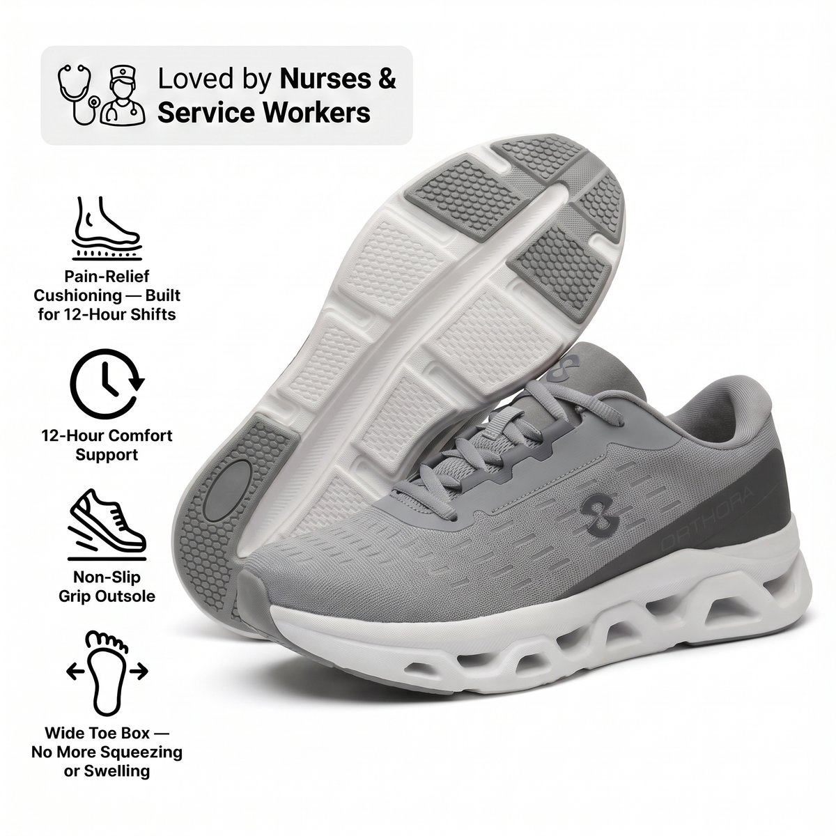 Ora™ Fly — 12-Hour Shift Shoes for All-Day Foot, Knee & Back Pain Relief