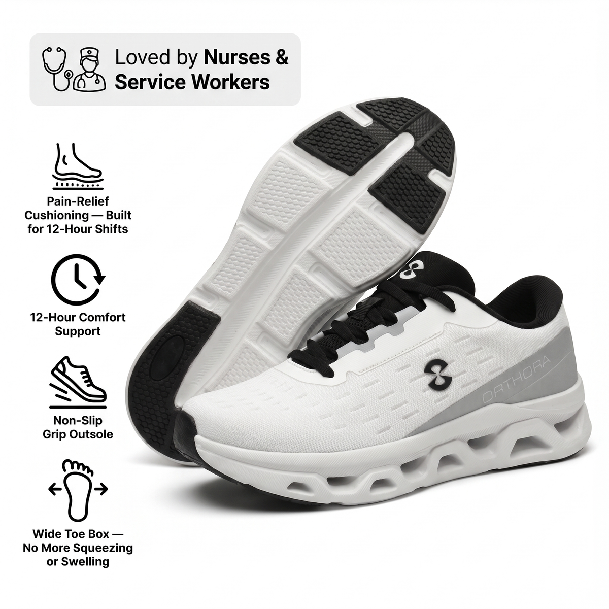 Ora™ Fly — 12-Hour Shift Shoes for All-Day Foot, Knee & Back Pain Relief