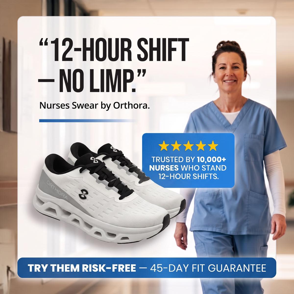 Ora™ Fly — 12-Hour Shift Shoes for All-Day Foot, Knee & Back Pain Relief